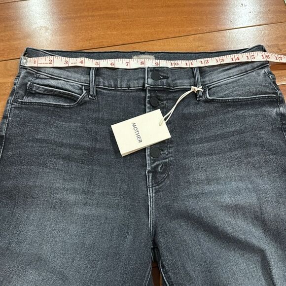 NWT MOTHER Women's Pixie Mid Rise Dazzler Ankle Up in Smoke Jeans size 33 - Picture 11 of 15